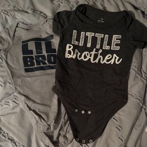Little Brother Gray and Black Onesie Set